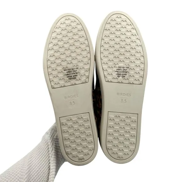 Birdies The Swift Leopard Print Calf Hair Slip On Casual Fashion Sneakers
