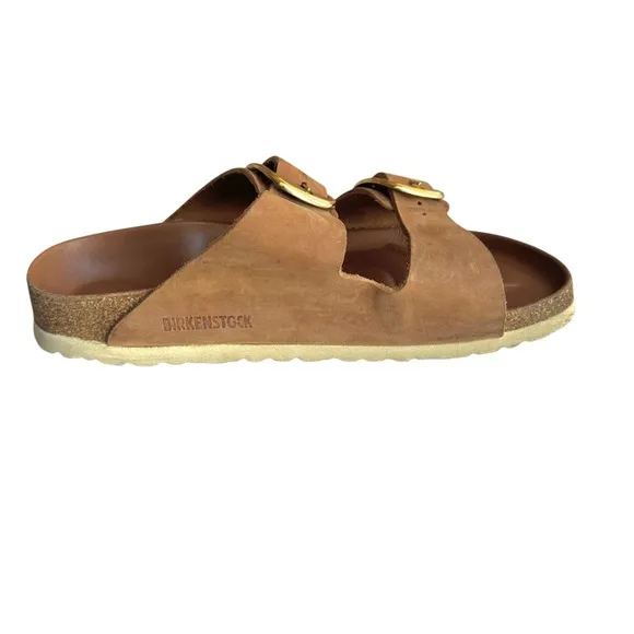 Birkenstock Arizona Big Buckle Oiled Leather Sandal Cognac British Tan Slides