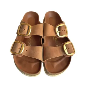 Birkenstock Arizona Big Buckle Oiled Leather Sandal Cognac British Tan Slides