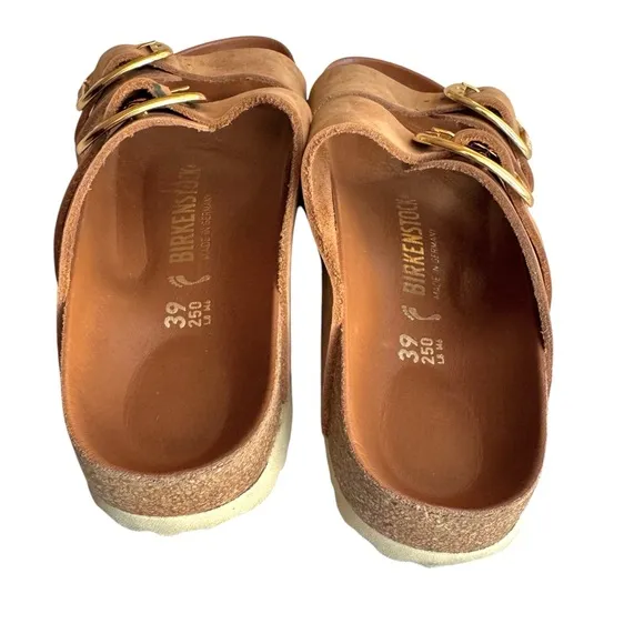 Birkenstock Arizona Big Buckle Oiled Leather Sandal Cognac British Tan Slides