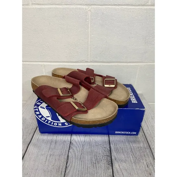Birkenstock Arizona BS Washed Metallic Port Sandals Slides US10 EU43 Regular Fit