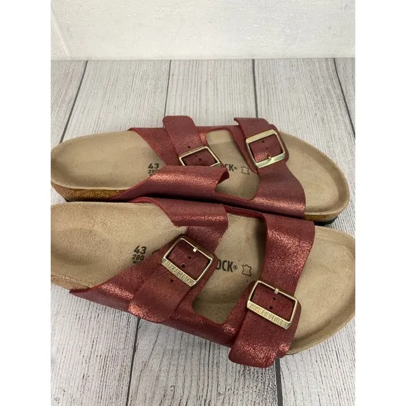 Birkenstock Arizona BS Washed Metallic Port Sandals Slides US10 EU43 Regular Fit