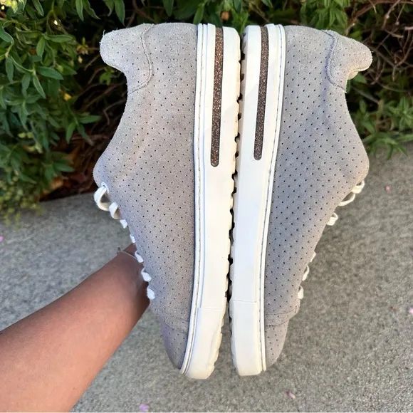Birkenstock Gray Bend Low Suede Embossed-Dotted Unisex Sneakers Size 8M/10W 41EU