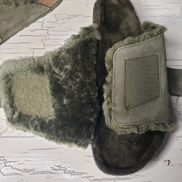 Birkenstock 'Kyoto' Suede Leather, Shearling Lined Slides in Men's - size 10