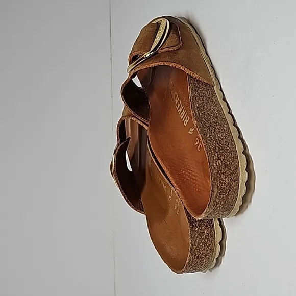 Birkenstock Madrid Big Buckle Sandal Shoe Slides Oiled Nubuck Leather Cognac 36