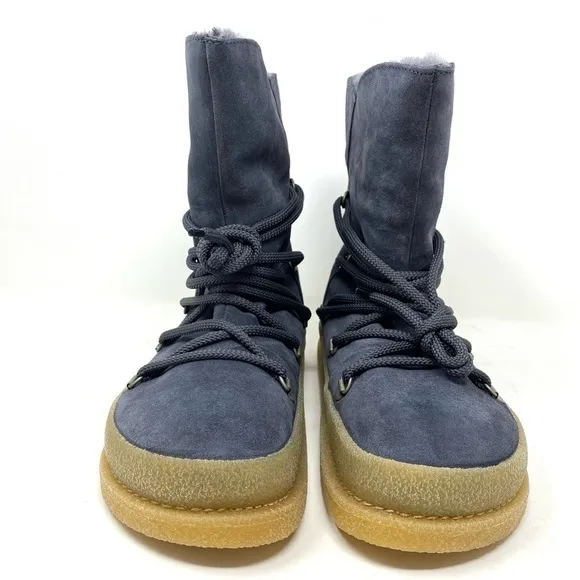 Birkenstock Masi Graphite Suede Leather Fur Lined Boots NARROW