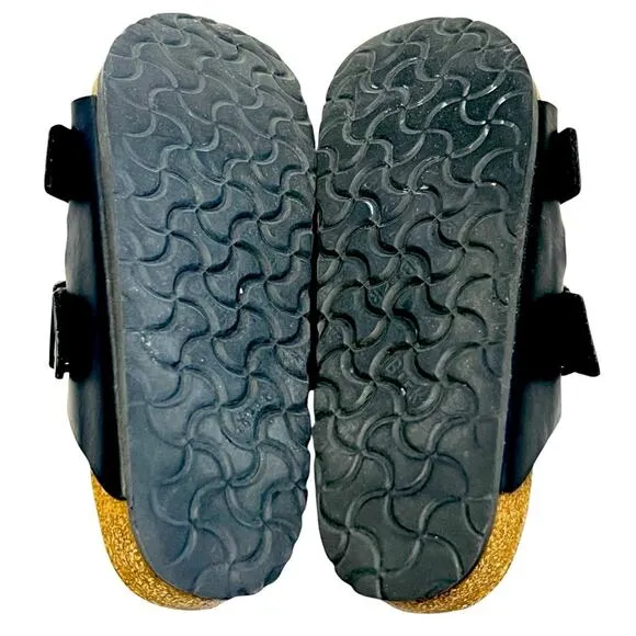 Birkenstock Women’s Sz 6.5 Black Arizona Sandal Slides Double Buckle Birko-Flor