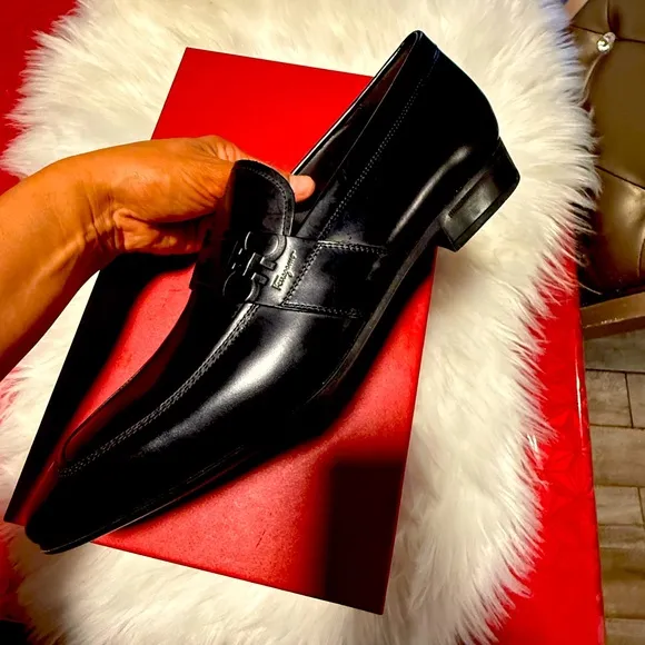 Black Leather Men's Loafers