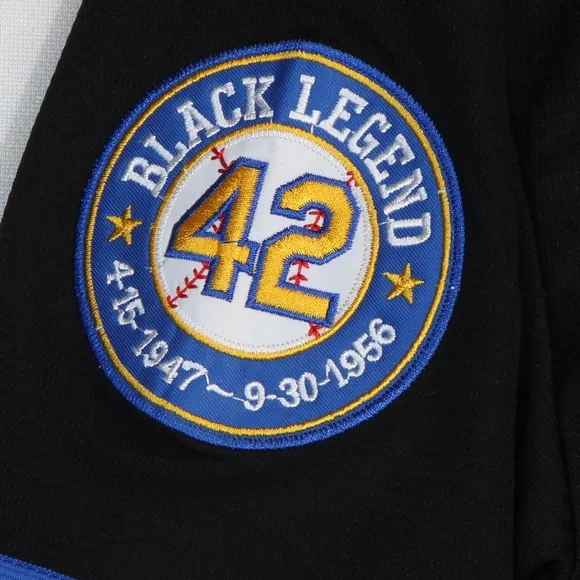 Black Legend Black Blue Retro Stitched Button Down Baseball Jersey NWOT