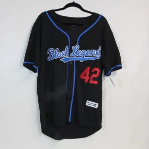 Black Legend Black Blue Retro Stitched Button Down Baseball Jersey NWOT