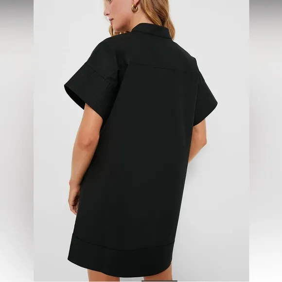 Black Trapunto Stitch Sofia Shirt Dress