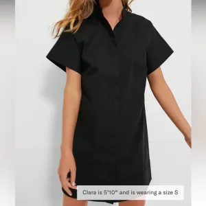 Black Trapunto Stitch Sofia Shirt Dress