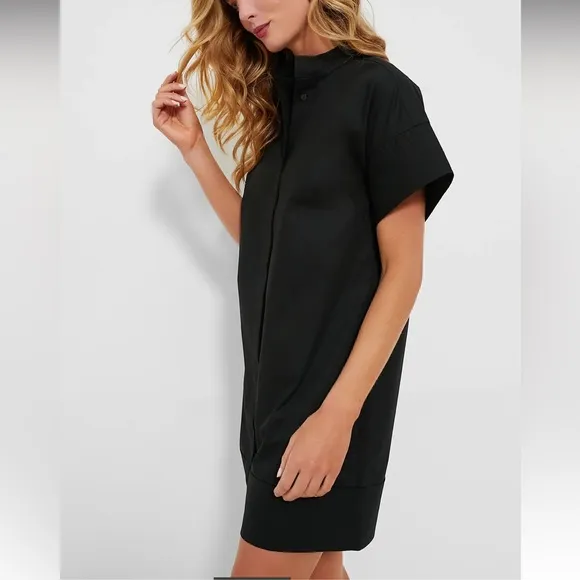 Black Trapunto Stitch Sofia Shirt Dress