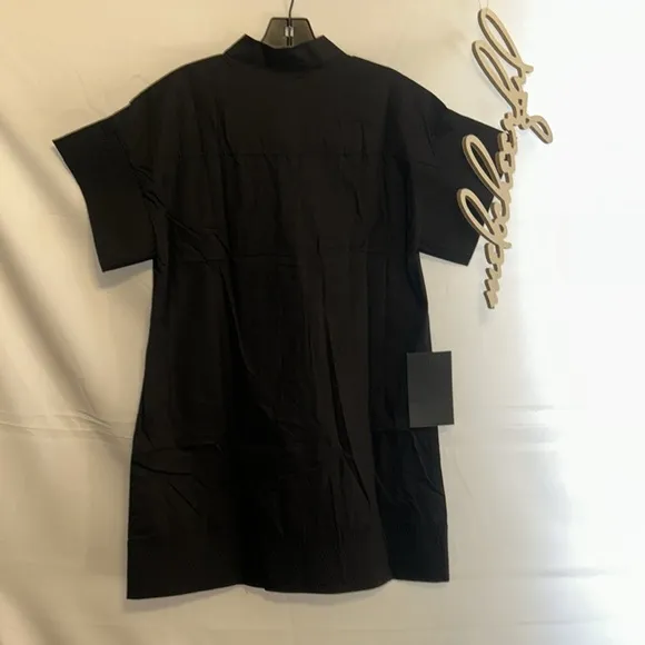 Black Trapunto Stitch Sofia Shirt Dress