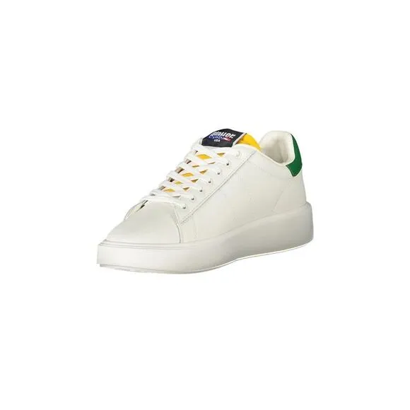 Blauer Dynamic Print Lace-Up Sneakers with Green Accents Men White