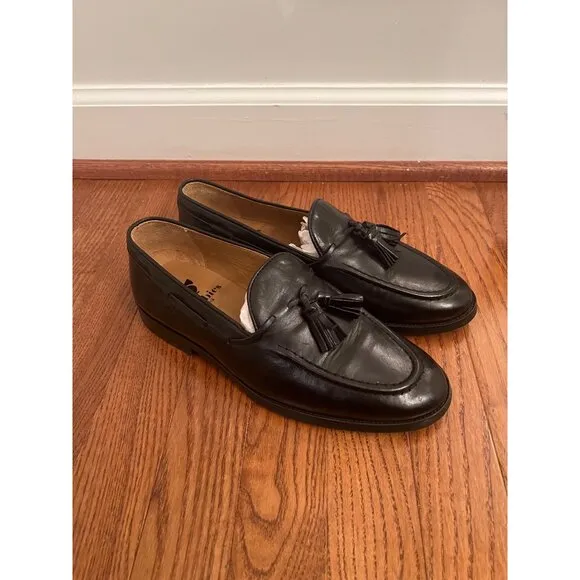 Bobbies Mens Black Leather Tassel Loafers‎ Size 40