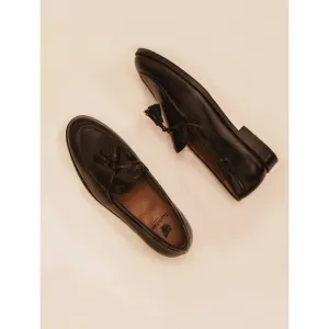 Bobbies Mens Black Leather Tassel Loafers‎ Size 40