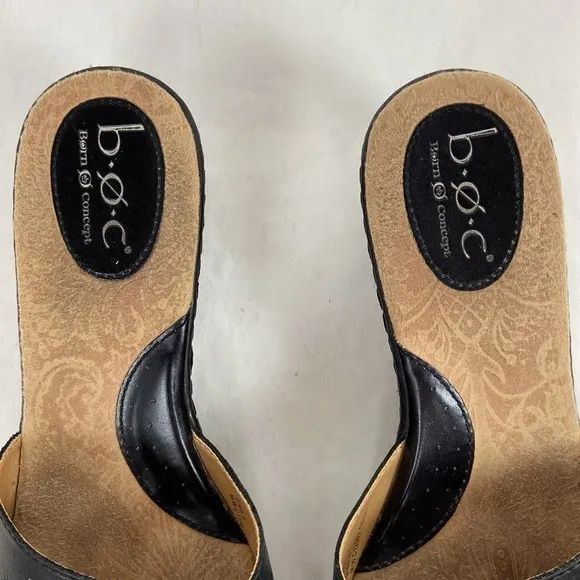 BOC Born on Concept Genuine Leather Dark Brown Floral Cut Out Vamp Wedge Sandal