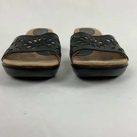 BOC Born on Concept Genuine Leather Dark Brown Floral Cut Out Vamp Wedge Sandal