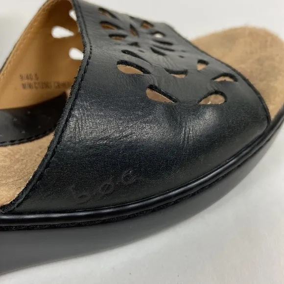 BOC Born on Concept Genuine Leather Dark Brown Floral Cut Out Vamp Wedge Sandal