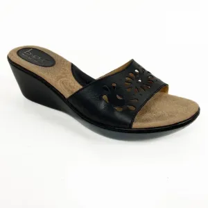 BOC Born on Concept Genuine Leather Dark Brown Floral Cut Out Vamp Wedge Sandal