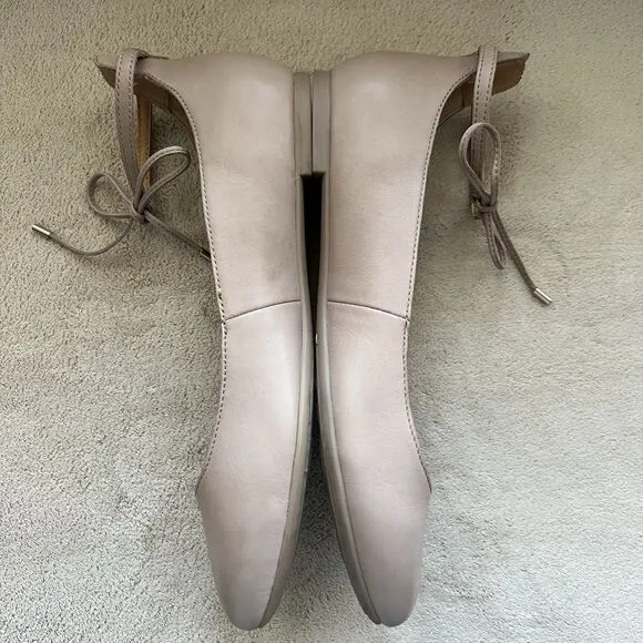 Born Kharen Beige Tan Natural Leather Ballet Flat Women 7 Tie Ankle Strap Casual