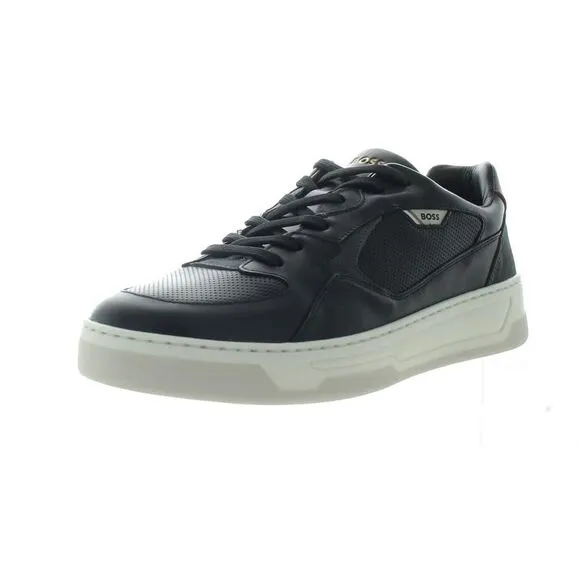 Boss Mens Baltimore  Black Lace-Up Casual And Fashion Sneakers New