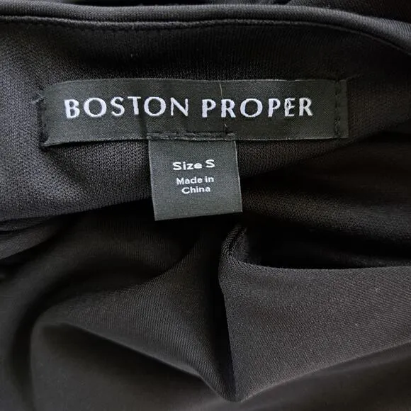 Boston Proper V Neck Blouson Tiered Knit Maxi Dress in Black Small Sleeveless