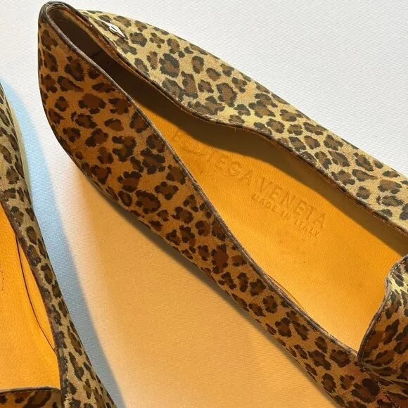 BOTTEGA VENETA Authenticate Leopard Print Women's Loafers Flats Size 8.5