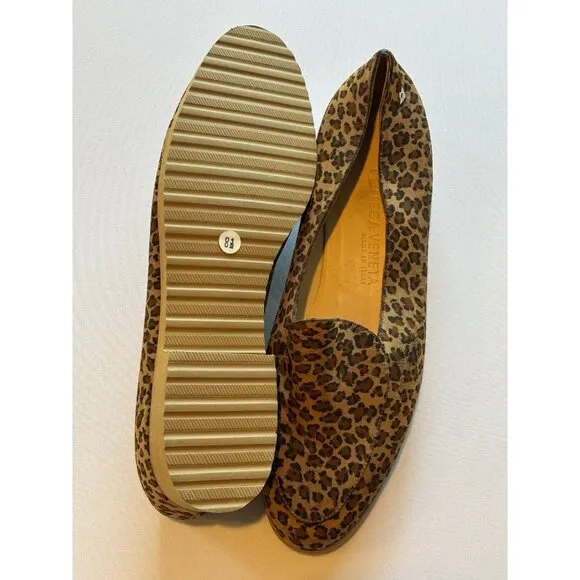 BOTTEGA VENETA Authenticate Leopard Print Women's Loafers Flats Size 8.5