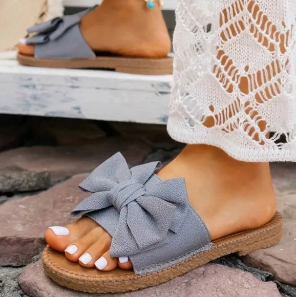 Bow Knot Slippers Women's Fashion Beach Shoes, Non-Slip
