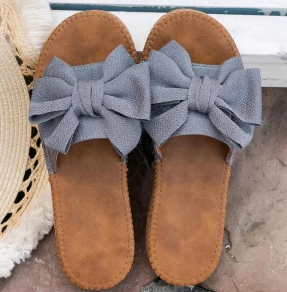 Bow Knot Slippers Women's Fashion Beach Shoes, Non-Slip