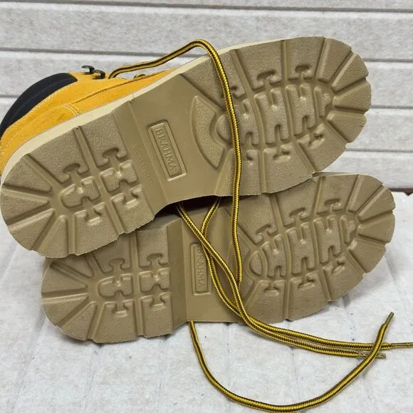 Brahma Steel Toe Work Boots Yellow Duck Suede &amp; Rubber Non-Slip Sole 7
