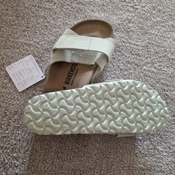 Brand New Birkenstock Oita Suede Leather Slides Faded Lime Size 39