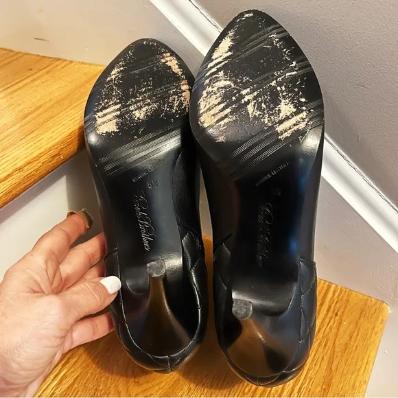 Brooks Brothers Black Quilted Calfskin Heeled Ankle Booties