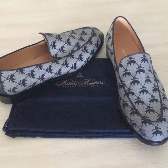 BROOKS BROTHERS LOGO JACQUARD LOAFERS