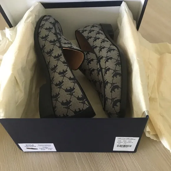 BROOKS BROTHERS LOGO JACQUARD LOAFERS