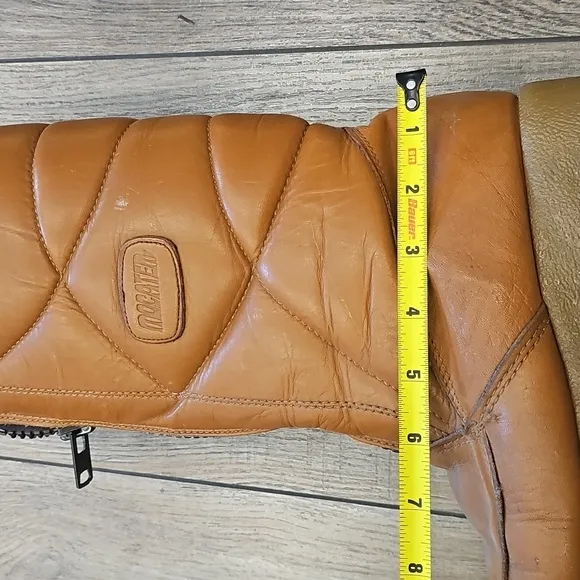 Brown, Quilted, Leather, Boots, Men's, 70s, Vintage, Snow, Retro, Zipper, Winter
