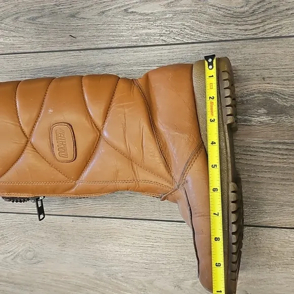 Brown, Quilted, Leather, Boots, Men's, 70s, Vintage, Snow, Retro, Zipper, Winter