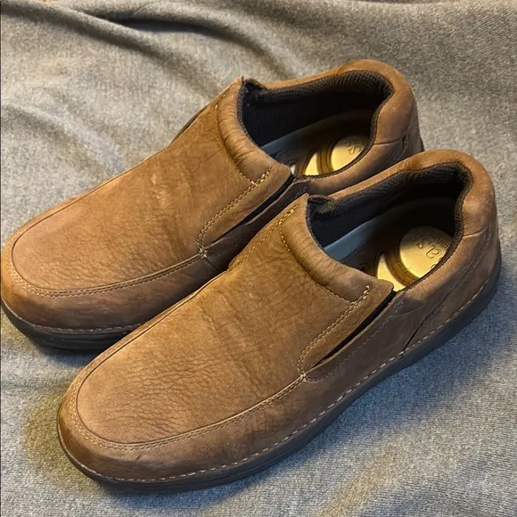 Brown Suede Slip-On Loafers with Rubber Sole