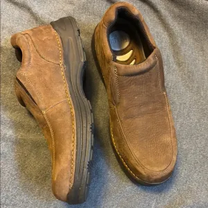 Brown Suede Slip-On Loafers with Rubber Sole