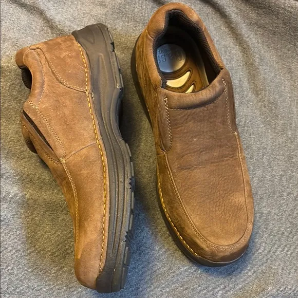 Brown Suede Slip-On Loafers with Rubber Sole
