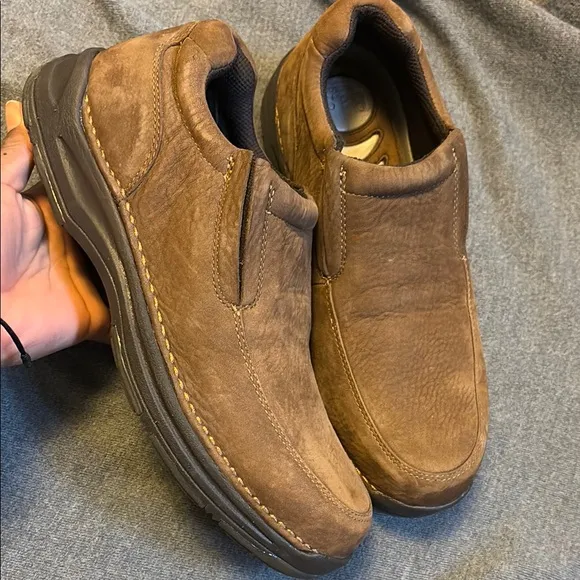 Brown Suede Slip-On Loafers with Rubber Sole