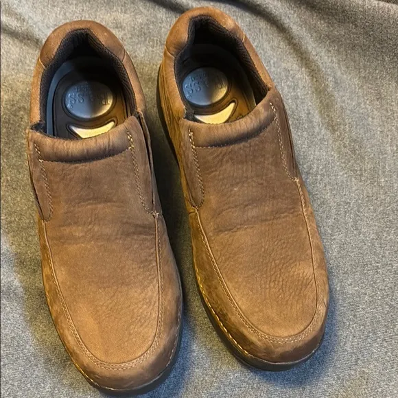 Brown Suede Slip-On Loafers with Rubber Sole