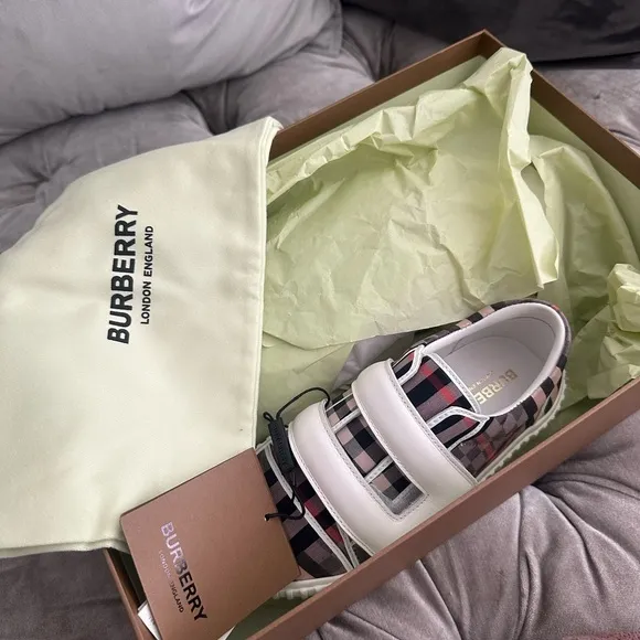 Burberry Kids Plaid Sneakers - Black, White, Pink