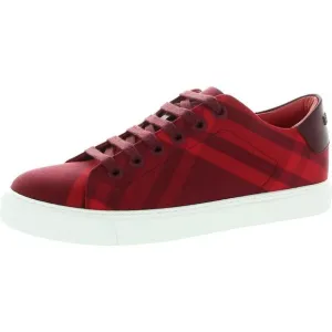 Burberry Mens Red Pattern Manmade Casual And Fashion Sneakers New