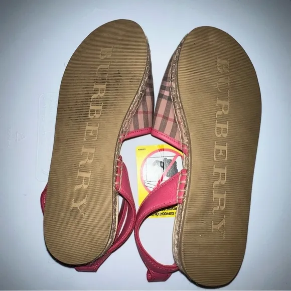 Burberry Pink Slip On Espadrille Ankle Strap Flats