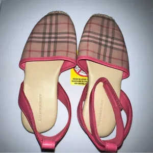 Burberry Pink Slip On Espadrille Ankle Strap Flats