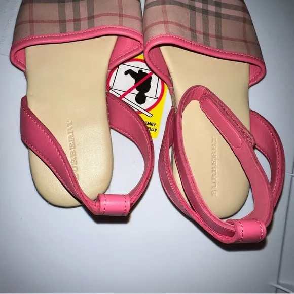 Burberry Pink Slip On Espadrille Ankle Strap Flats