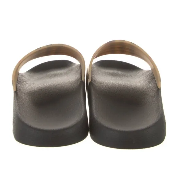 Burberry plaid print rubber slides.